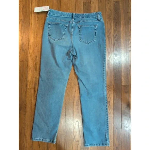 EUC St. John's Bay Straight Leg Stretch Denim‎ Jeans Sz 10 Short 10S Medium Wash - Picture 2 of 3